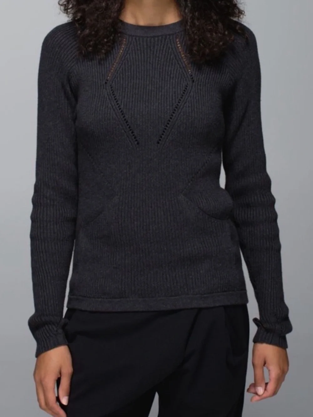 lululemon athletica Charcoal Ribbed Crew Sweater